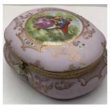 PORCELAIN TRINKET BOX COURTING SCENE