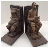 VTG CARVED WOODEN BOOKENDS-QUIXOTE /PANZA