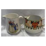 2-EARLY HAND PAINTED PITCHERS