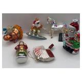 6 CHRISTMAS ORNAMENTS SURFER PONY SANTA CLAUS