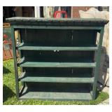 PRIMITIVE GREEN PAINTED 4 SHELF