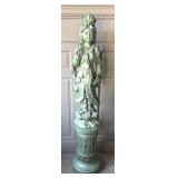 LARGE CERAMIC ORIENTAL LADY STATUE ON PEDESTAL1961