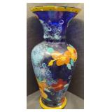 COBALT BLUE BASE-HAND-PAINTED FLOWERS