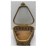 1920ï¿½S TRIANGLE, BRASS FILIGREE-JEWELRY CASKET