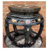 vintage Chinese black lacquered wooden stool