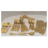 GOLD COLORED FLATWARE-40 PIECES