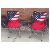 2-RED WHITE BLUE SPORTS LAWN CHAIRS