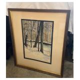 WINTER SCENE WATERCOLOR-Signed