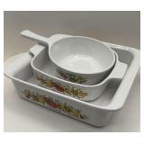 THREE PIECES OF CORNING WARE