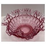Fenton Art Glass ruffled edge serving bowl