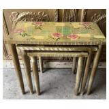 STACKABLE TABLE SET-PAINTED FLOWERS