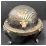 ROGERS SILVER DOMED BUTTER DISH-CLAW FEET