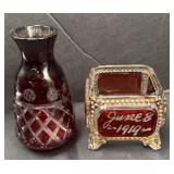 MEMPHIS DRESSER BOX  AND BOHEMIAN BUD VAS