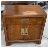 ORIENTAL STYLE NIGHTSTAND, BRASS HARDWARE