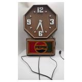 PLASTIC PEPSI WALL CLOCK-As-IS
