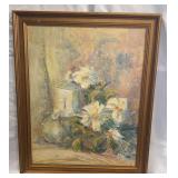 D.SCHROEDER OIL ON BOARD- FLOWERS