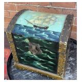 TREASURE TRUNK WITH HAND-PAINTED SHIP