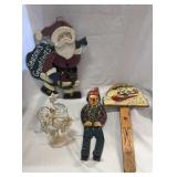 CHRISTMAS SANTA -SNOW SIGN, ANGEL ON STAND