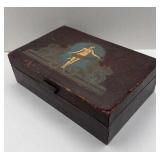 VINTAGE LEATHER EMBOSSED  JEWELRY BOX