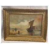 OIL ON BOARD -EUROPEAN COASTAL SCENE
