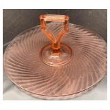 PINK TWISTED OPTIC GLASS TIDBIT TRAY