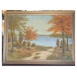 OIL ON CANVAS POND SCENE 1951- signed
