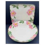 FRANCISCAN DESERT ROSE BOWL AND SQUARE PLATE