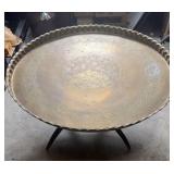 ORIENTAL BRASS TABLE WITH BAMBOO LEGS