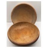 TWO WOODEN BOWLS, JAPAN, AND WOODPECKER WOOD WEAR