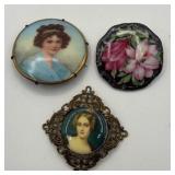 3-VICTORIAN STYLE BROOCHES