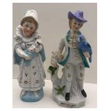 TWO PORCELAIN FIGURINES, LADY AND GENTLEMEN WITH