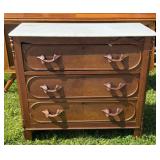ANTIQUE 3 DRAWER MARBLE TOP CHEST OF DRAWERS
