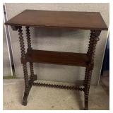 WALNUT VICTORIAN SIDE TABLE-SPOOL LEGS