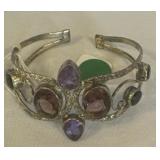 RHINESTONE LADIES BRACELET PURPLE STONES