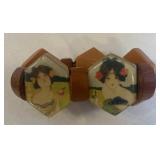 JAPANESE THEMED HINGED WOODEN BRACELET