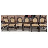 SET OF 6 RUSTIC LADDERBACK CHAIRS WITH RUSH