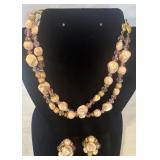 MULTI PINK EARRINGS AND NECKLACE SET