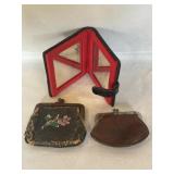 SMALL CHANGE PURSES AND POCKET MIRROR