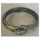 SNAKE RHINESTONE HINGED BRACLET