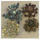 4-MULTI RHINESTONE BROOCHES