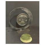 FLOWER FROG AND MOON CANDLE STAND ART GLASS