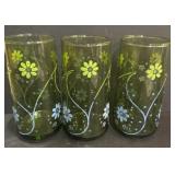 3-MCM ENAMELED GREEN DRINKING GLASSES