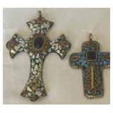 2-MOSAIC CROSS PENDANTS