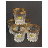 SET OF 5-ECHT KRISTALL WHEEL CUT GLASSES