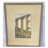 WATERCOLOR OF ROMAN COLUMNS