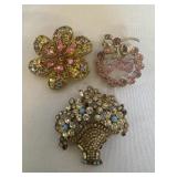 4-RHINESTONE BROOCHES