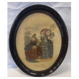 OVAL FRAMED VICTORIAN PRINT-MIROIR ORES MODES