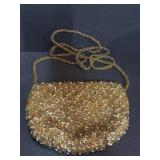 GOLD TONE SEQUIN BEADED EVENING BAG