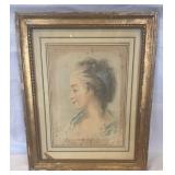 CHALK? OF VICTORIAN LADY -UNDER GLASS