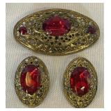 FILIGREE BROOCH AND EARRINGS